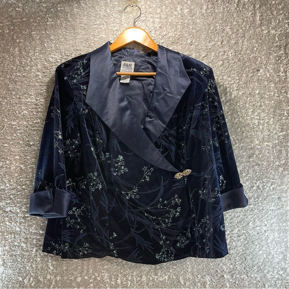 R&M Richards Whimsigoth Velvet‎ Blazer Jacket Size 16WP Grunge Preppy Old Money